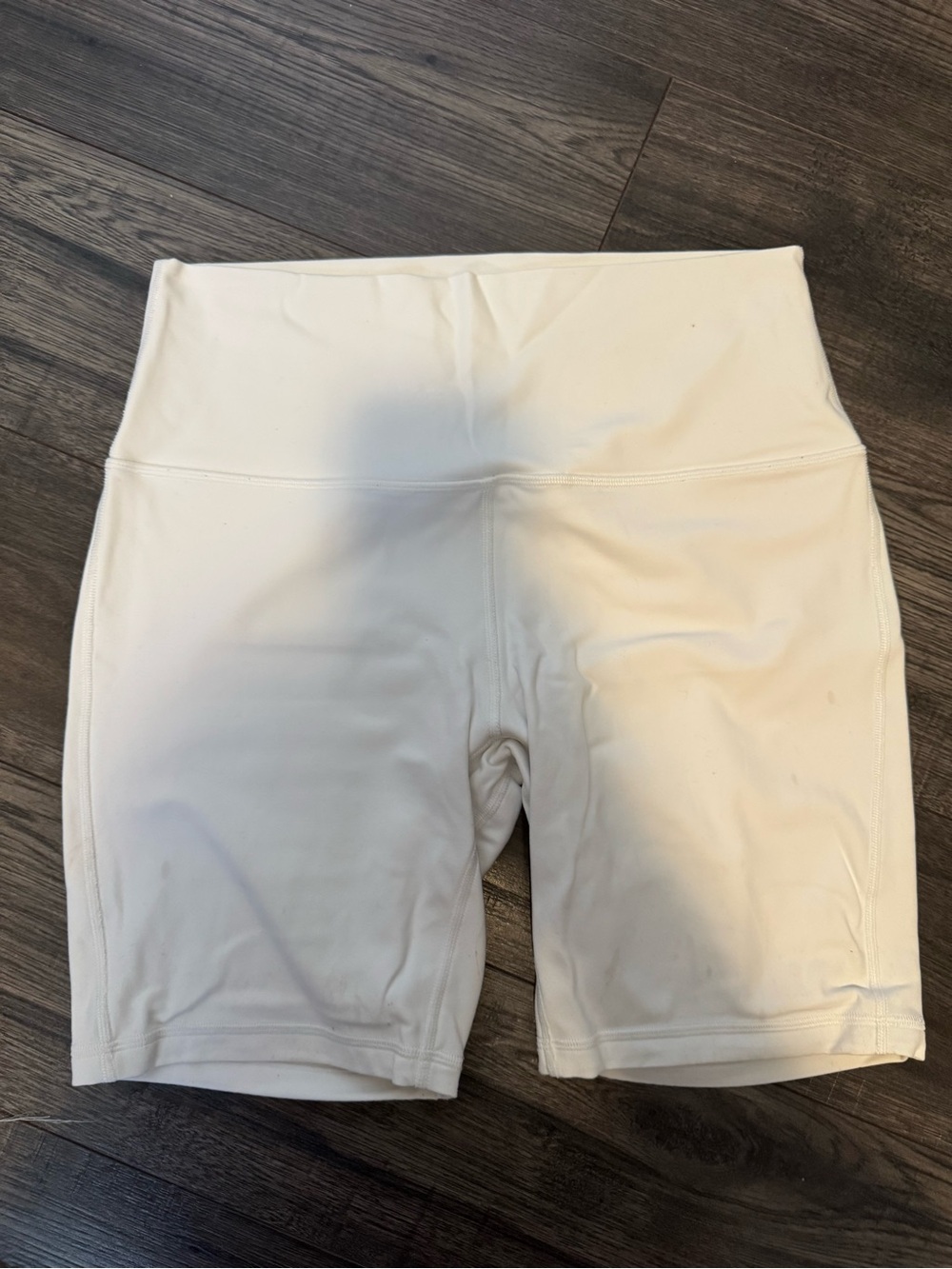 High-Waist White LULU Bike Shorts
